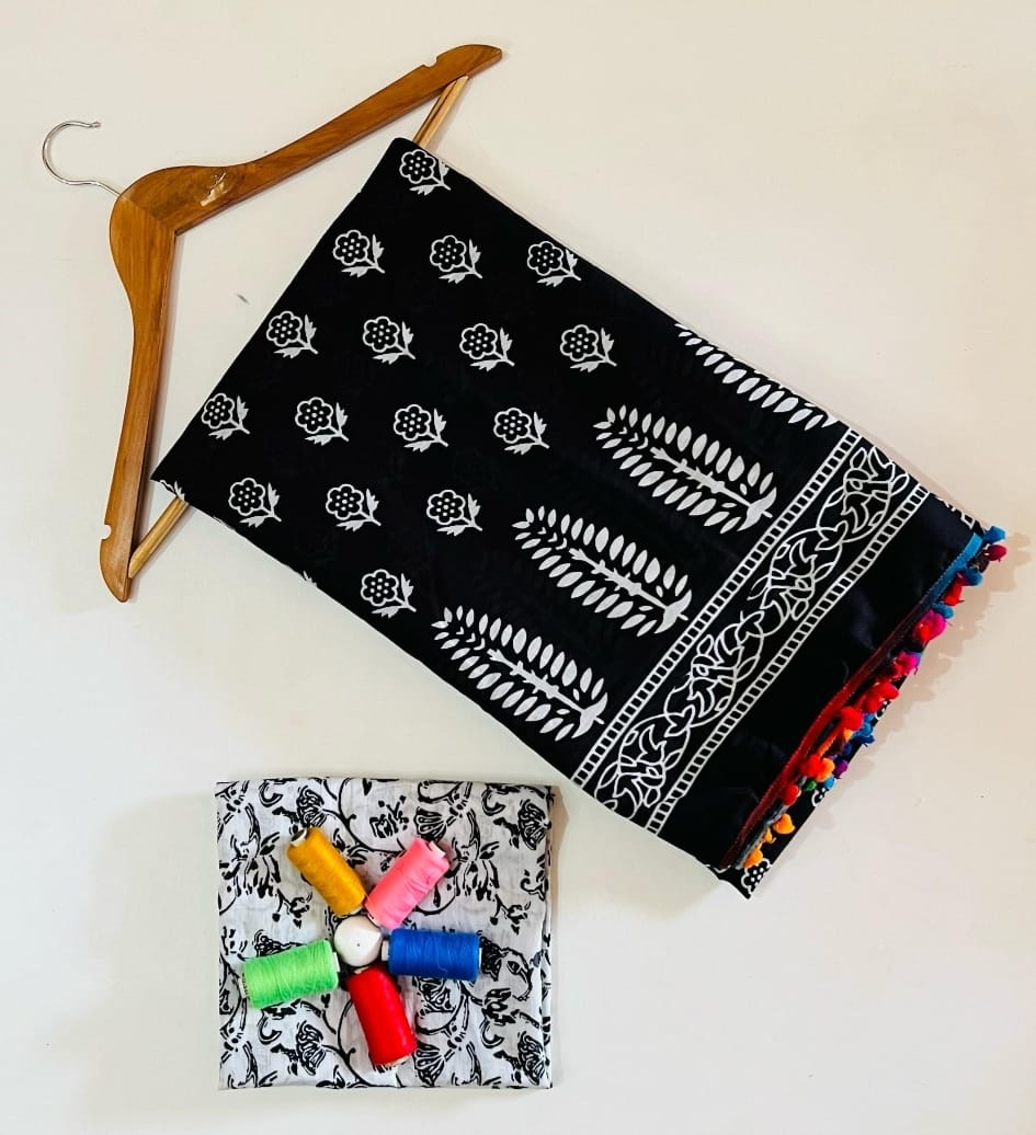 Hand block print Saree with blouse
